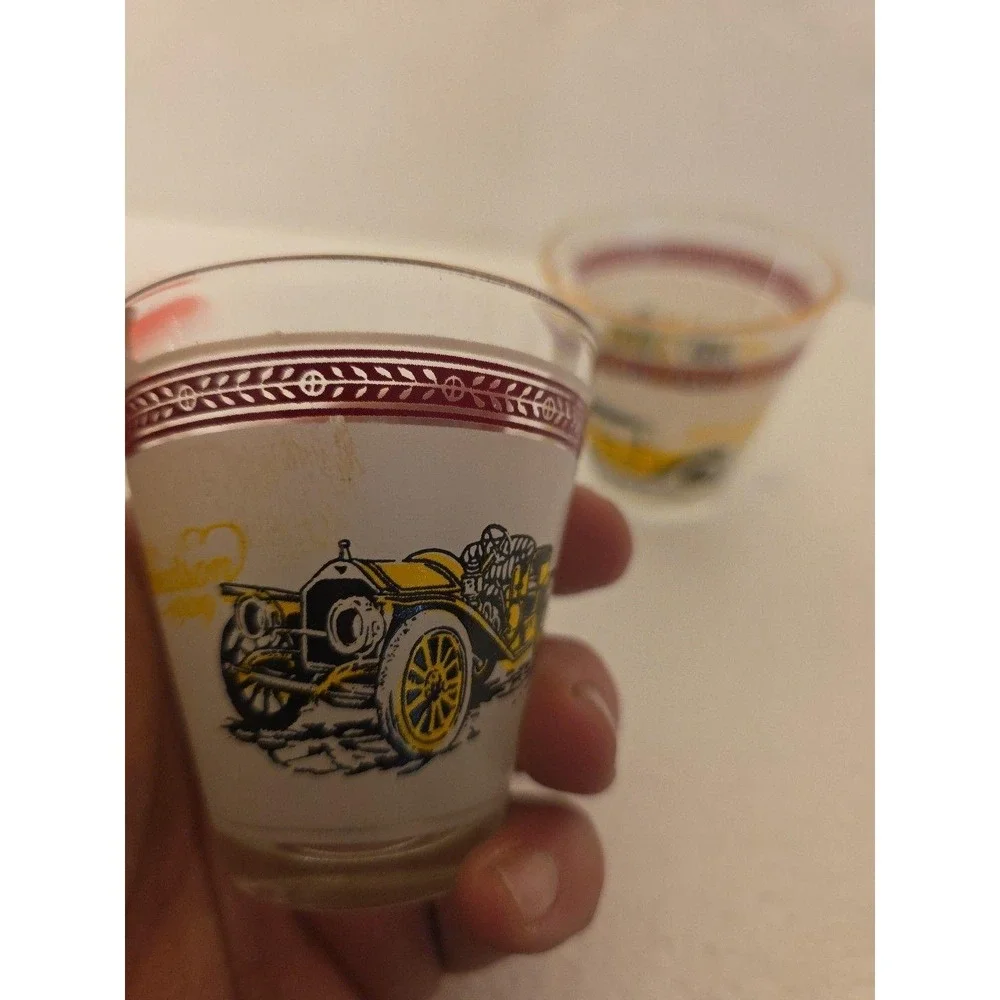 Vintage Hazel Atlas Antique Car Low Ball‎ Glasses - Set of 3